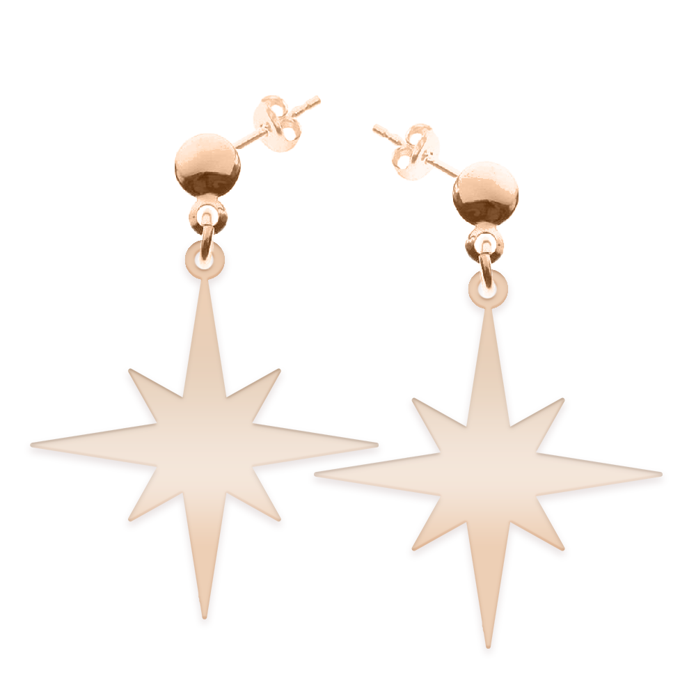 Star Light - Cercei personalizati steluta cu tija din argint 925 placat cu aur roz